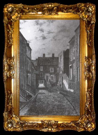 framed  Atkinson Grimshaw A Street in Old Scarborough, ta009-2